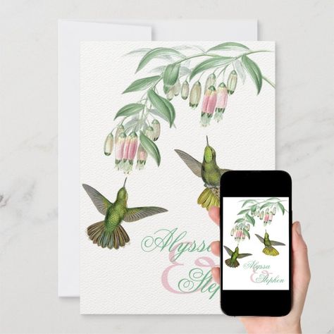 Tropical Hummingbird Floral Wedding Invitation  Zazzle Hummingbird Wedding Theme, Bird Of Paradise Wedding Invitations, Hummingbird Invitations, Birds Wedding Invitations, Hummingbird Wedding Invitations, Tropical Floral Wedding Invitations, Hummingbird Wedding, Floral Wedding Invitation, Floral Wedding Invitations