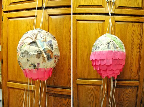 How to make a pull string pinata.  I may or may not be feeling THIS motivated. Homemade Pinata, Pinata Diy, Octonauts Party, Piñata Ideas, Ben And Holly, Diy Pinata, Young House, Young House Love, 5 De Mayo