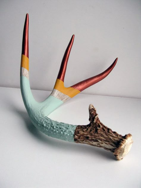 Deer Horn Ideas Diy, Antler Decor Diy Projects, Antler Diy Projects, Cool Things To Do With Deer Antlers, Painting Antlers, Paint Deer Antlers, Deer Antler Painting, Painting Deer Antlers, Painted Horns Antlers