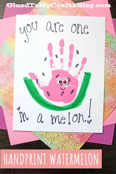 Watermelon Handprint Art, One In A Melon Craft, Watermelon Handprint, Letters Activity, Mothers Day Crafts Preschool, Mother's Day Crafts For Kids, Summer Crafts For Toddlers, Summer Preschool Crafts, June Crafts