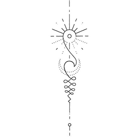 Sun Moon Wave Unalome Tattoo, Sun Moon Unalome Tattoo, Sun And Moon Unalome Tattoo, Unalome Sun Tattoo, Sun Unalome Tattoo, Tree Of Life Unalome Tattoo, Unalome With Sun, Sun Spine Tattoos For Women, Unalome Spine Tattoo