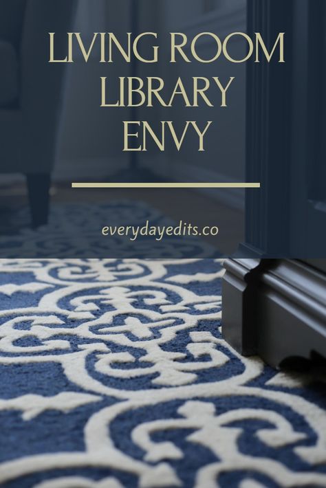 LOOK AT THESE LIBRARY ROOM IDEAS - Everyday Edits Paint Colors For Library Room, Blue Library Room Wall Colors, Navy Library Room, Dark Blue Library Room, Navy Built Ins Living Room, Library Table Decor Ideas, Navy Blue Library, Blue Library Room, Blue Library Aesthetic