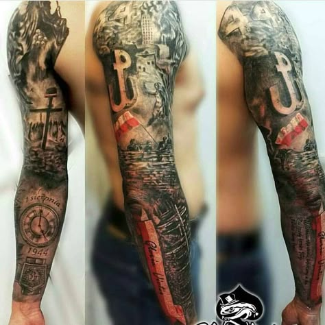 Pazyryk Tattoo, Polish Flag Tattoo Ideas, Polish Warrior Tattoo, Elbow Tats, Trash Polka Motorcycle Tattoo, Polish Hussars, Polish Tattoos, Barber Tattoo, Patriotic Tattoos