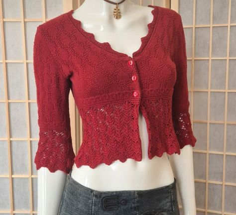 Red Clothes Aesthetic, Red Crochet Sweater, 2000s Cardigan, Thrifting Inspiration, Dream Clothes, Fashion Killa, Pretty Outfits, Fashion Inspo Outfits, Cool Outfits