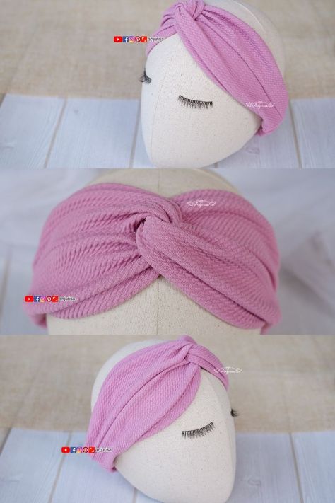 Diy Turban Headwrap, Twisted Headband Pattern, Headwrap Diy, Turban Diy, Turban Headband Tutorial, Diy Turban, Diy Baby Bows Headbands, Headband Sewing, Cross Headband