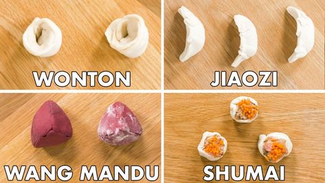 How to fold every type of dumpling (video) - cleveland.com Types Of Dumplings, Japanese Gyoza, Dim Sum Dumplings, Homemade Sandwich, Sweet Red Bean, Cheese Lasagna, Dumpling Recipe, Rolling Pins, How To Fold