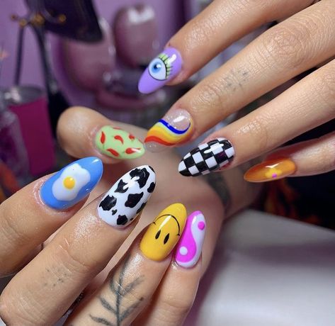 Pikachu Nails, Asia Nails, Cute Gel Nails, Fancy Nails, Swag Nails, Nail Tips, Cute Nails, Nail Inspo, Gel Nails