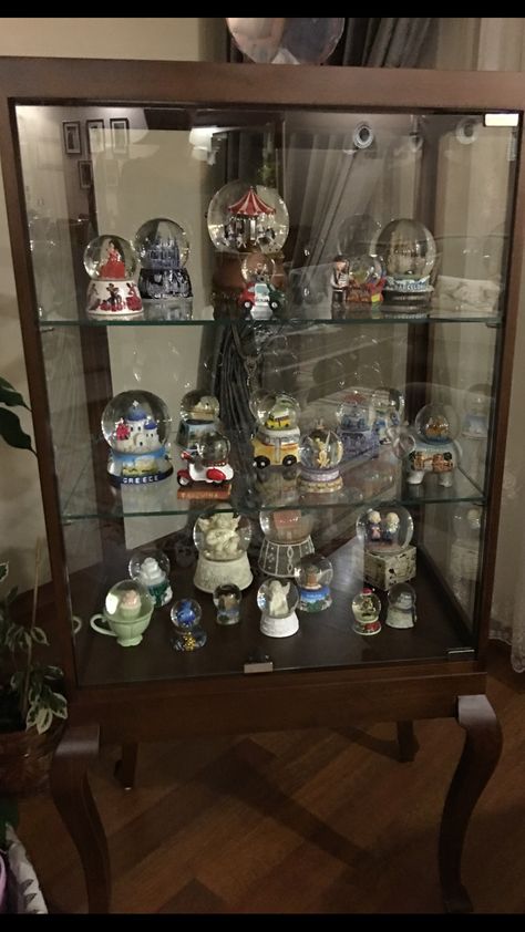 Snow Globe Collection Display, Globe Collection Display, Snow Globe Collection, Snowglobe Collection, Trip Goals, Globe Collection, Casa Disney, Bell Jars, Lauren Asher