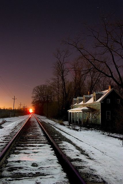 train a comin? | Flickr - Photo Sharing!  Reminds me of the Brewster Train Station...makes me miss home! Inner Health, Train Art, Light Of The World, Train Tracks, Train Travel, Winter Scenes, A Train, The Words, Sunrise Sunset