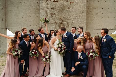 wedding photo ideas - mauve and navy wedding colors - #seattleweddingphotographer Mauve Bridal Party, Mauve Navy Wedding, Mauve Navy Champagne Wedding, Mauve Bridesmaid Dress With Black Groomsmen, Dark Mauve Bridal Party, Mauve Wedding Party, Navy Mauve Wedding, Mauve Bridesmaids, Mauve Fall Wedding