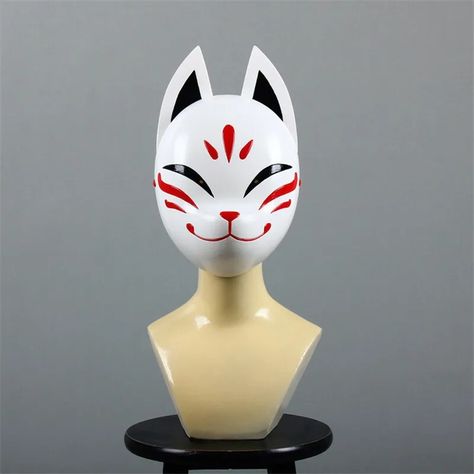 Kitsune Nails, Japanese Cat Mask, Mask 3d Print, Chinese Mask, Cardboard Mask, Kitsune Mask, Wolf Mask, Mask Drawing, Cosplay Mask