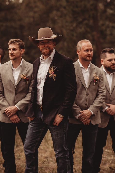 Modern Cowboy Styles | Western Weddings | Native Roaming Photography Western Groomsmen, Western Wedding Groomsmen, Cowboy Wedding Attire, Country Wedding Groomsmen, Rustic Groom, Wedding Groomsmen Attire, Country Western Wedding, Western Themed Wedding, Modern Cowboy