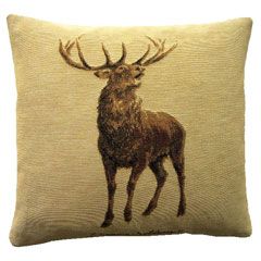 Woven Stag Cushion - for the living room Chalet Decor, Stag Cushion, Open Plan Living And Dining, Patterdale Terrier, Brown Chair, Front Rooms, Cabin Lodge, Shabby Vintage, Rustic Cabin