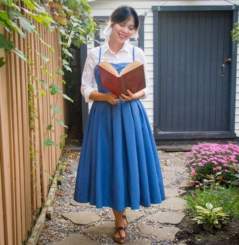 Belle Costume Blue Dress, Blue Dress Halloween Costume Ideas, Belle Inspired Outfits Casual, Blue Dress Costume Ideas, Blue Dress Halloween Costumes, Belle Costume Ideas, Diy Disney Costume, Honeymoon France, Belle Costume Diy