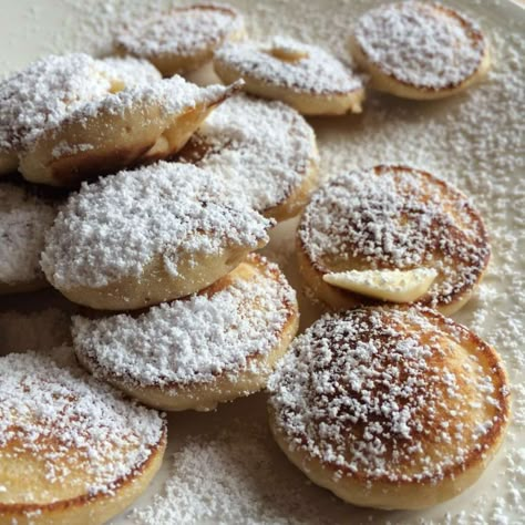 Poffertjes (Dutch Mini Pancakes) Poffertjes Recipe, Mini Pancakes Recipe, Dutch Butter Cake, Dutch Cuisine, Dutch Pancakes, Dutch Food, Butter Cake Recipe, Mini Pancakes, Dutch Recipes