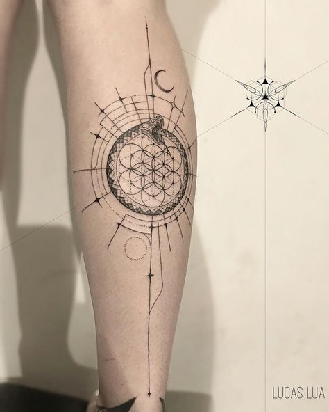 Ouroboros + geometry  Lucas Lua de Souza 🌙 (@lucassouzatattoo) • Instagram Bmth Tattoo, Braille Tattoo, Tattoo Designs With Meaning, Geometric Arrow Tattoo, Designs With Meaning, Ouroboros Tattoo, One Word Tattoos, Arrow Tattoo Design, Serpent Tattoo