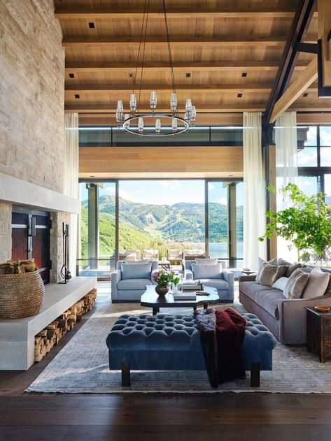 Unique Lake House Ideas, Brownstone Remodel, Utah Cabin, Hutton House, Contemporary Mountain Home, Ranch Ideas, Suite Design, Popular Living Room, Casa Country