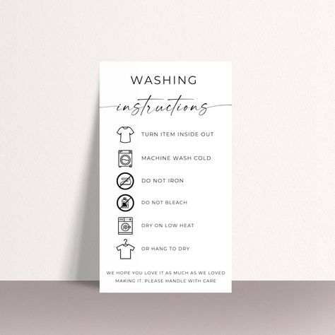 Washing Instructions Card, T-shirt Care Card, Clothing Care Card, Washing Instructions, Small Business Supplies, Sublimation Shirt Care - Etsy Washing Instructions Card, Uniform Tshirt, Care Instruction Cards, Paper Bag Design, Sublimation Shirt, Small Business Supplies, Sublime Shirt, Card Inspo, Business Stationery