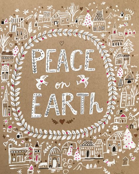 Yoga Christmas, Christmas Window Painting, Christmas Peace, Earth Illustration, Design For Christmas, Winter Images, Good Cheer, Diy Christmas Cards, Peace On Earth