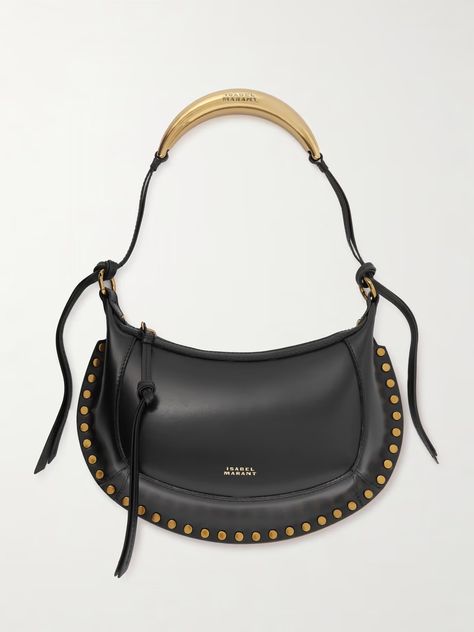 ISABEL MARANT Oskan Moon studded leather shoulder bag | NET-A-PORTER Bag Obsession, Moon Studs, Statement Bag, Designer Shoulder Bags, Studded Leather, Zipper Pulls, Beautiful Bags, Isabel Marant, Luxury Handbags