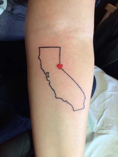 47 Amazing California Tattoos with Meanings California State Tattoos, California Tattoo Ideas, Hometown Tattoo, Minimalist Tatoos, California Tattoos, Cali Tattoo, California Outline, State Tattoos, California Tattoo