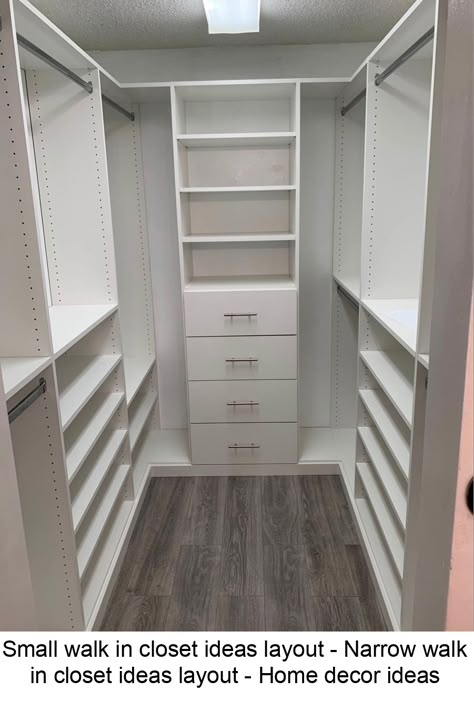 Small walk in closet ideas layout - Narrow walk in closet ideas layout - Home decor ideas #smallclosetorganizationideas Small Walkin Closet Ideas Layout, Small Walkin Closet Ideas, Narrow Walk In Closet Ideas, Small Walk In Closet Ideas Layout, Walkin Closet Ideas, Walk Closet, Small Walkin Closet, Closet Layouts, Narrow Walk In Closet