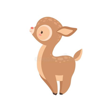 Cute Baby Deer, Adorable Forest Fawn Animal side View Vector Illustration. On White Background vector illustration Deer Drawing Cute, Cute Deer Drawing, Cute Deer Illustration, Deer Sleeping, Fawn Illustration, Fawn Animal, Potion Shop, Animal Vector Illustration, Cartoon Deer