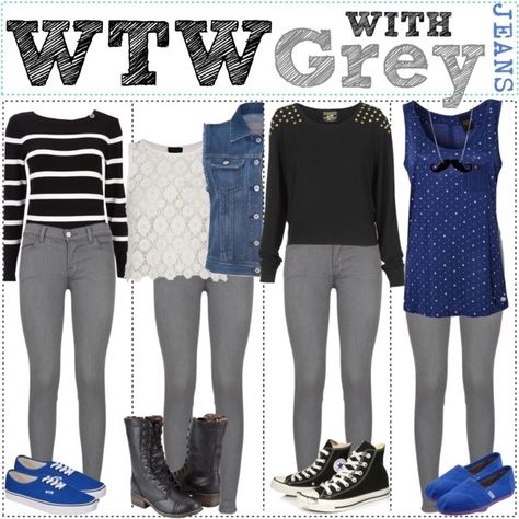 What To Wear With Grey Jeans by ilove-bruno on Polyvore featuring G-Star, Wallis, Topshop, AG Adriano Goldschmied, J Brand, Dollhouse, Converse, Vans, TOMS and Tatty Devine Light Gray Dress Pants Outfit, Grey Jeans Summer Outfit, Gray Pants Outfit For Work Winter, Light Gray Slacks Outfit Women, Grey Denim Pants Outfit, Gray Pants Outfit Women, Jean Gris Outfit Mujer, Gray Pants Work Outfits Women, Grey Pants Outfit Women