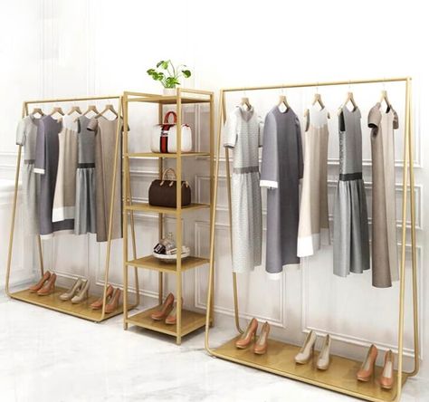 metal clothes rack design for shops Clothes Rack Design, Clothing Rack Bedroom, Clothing Store Displays, Clothing Store Interior, Metal Clothes Rack, Store Design Boutique, Clothing Displays, Storing Clothes, Boutique Decor