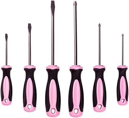 Pink Power Magnetic Screwdriver Set - 6 Piece Phillips and Flathead Hand Tool Set for Women Toolbox With Tools, Pink Tool Set, Pink Tools, Screw Drivers, Handy Woman, Hand Tool Set, Tools For Women, Pink Power, Hand Tool