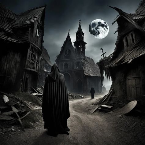 Haunted Countryside Village - AI Generated Artwork - NightCafe Creator Haunted Town, Dark Village, Gothic Village, Dark Forest Village, Haunted Village Art, Countryside Village, Cafe Logo, Free Fun, Grim Reaper