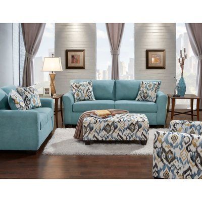 Ebern Designs Moriah 3 Piece Living Room Set Turquoise Living Room Decor, Farmhouse Sofa, Furnitur Ruang Keluarga, 3 Piece Living Room Set, Contemporary Living Room Furniture, Sofa And Loveseat Set, Set Sofa, Coastal Living Rooms, Living Room Collections