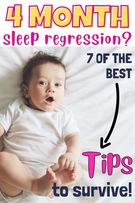 Do you have a 4 month old baby constantly waking up at night? They might be going through the 4 months sleep regression! This sleep regression is actually the most important one to get right if you want to avoid sleepless nights further along. Here are all the signs and tips on how to survive it and tackle it fast! #babysleep #sleepregression Sleep Regression 4 Month, 7 Month Sleep Regression, 6 Month Sleep Regression, 10 Month Sleep Regression, 4 Month Old Sleep, 4 Month Regression, 8 Month Sleep Regression, Sleep Regression Ages, 4 Month Sleep Regression