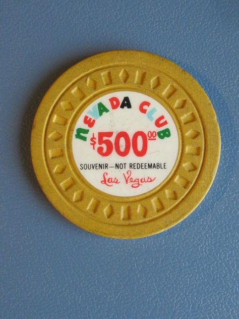 "An Original 1960's Nevada Club Las Vegas 500 Dollar Souvenir Casino Chip - Old Las Vegas - 7th Issue. Visit our shop for awesome retro photos, vintage jewelry, sports memorabilia and home decor. Size: 1 1/2\" Material: Token Condition: Very Good. Year: 1960's Signed: Unsigned. Inventory #: 1295" Retro Casino, Retro Vegas, Old Las Vegas, Vegas Design, Las Vagas, Vintage Vegas, Las Vegas Clubs, Vegas Night, Retro Photos