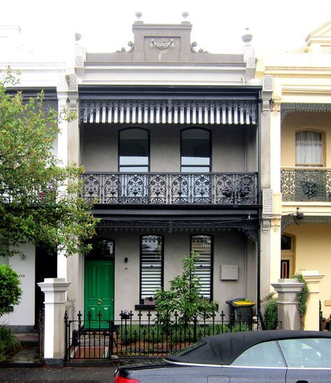 gable house - Nic Owen Architects, Melbourne, Carlton, Inner City Brick Victorian, Terrace House Exterior, Balustrade Design, Melbourne Architecture, Trendy House, Modern Residential Architecture, Gable House, Victorian Terrace House, House Design Ideas