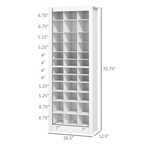 A shoe storage cabinet is indispensable for every family, but only some pieces of furniture can meet your specific needs. HOMCOM's tall and narrow entryway shoe cabinet is specially built for small areas. It features 36 open cubbies with three types of heights to meet varying shoe storage needs. Embrace a stress-free morning routine and start your day with an organized mind. Make your house a home with HOMCOM. Shoe Rack Behind Door, Shoe Storage Ideas Closet, Tall Shoe Storage, Small Shoe Storage, Shoe Storage Cabinet With Doors, Entryway Shoe Cabinet, Closet Makeover Diy, Shoe Cabinet Entryway, Narrow Shoe Rack