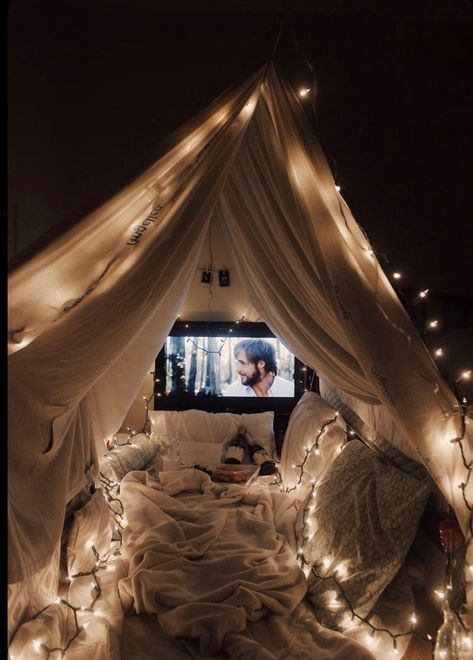 Fort Ideas, Night Romance, Sleepover Room, Blanket Fort, Date Night Ideas, Pillow Fort, Josh Hutcherson, Night Ideas, Room Decor Bedroom Teenage