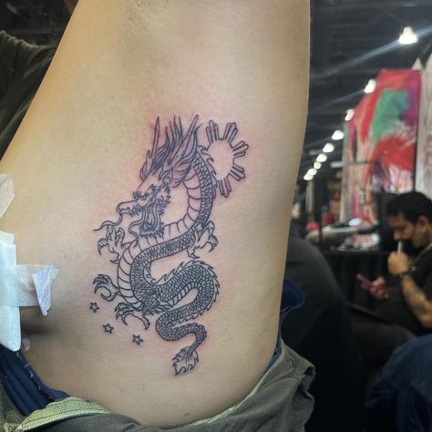 Filipino Dragon Rib Tattoo done by Bryan Hidalgo Reyes Dragon Rib Tattoo, Dragon Tattoo On Ribs, Quetzalcoatl Tattoo, Tattoo Ribs, Rib Tattoos For Guys, Red Dragon Tattoo, Dragon Tattoos For Men, Chinese Dragon Tattoos, Japanese Dragon Tattoo