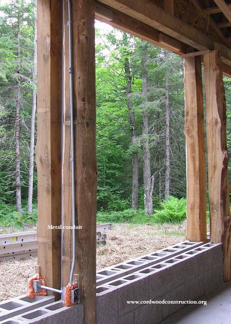 Cordwood Construction, Electrical Tips, Cordwood Homes, Earth Sheltered Homes, Electrical Wires, Cord Wood, Earth Sheltered, Wood Building, Cob House