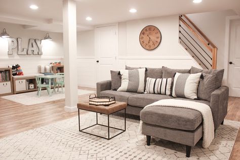 Finished Basement Designs, Farmhouse Playroom, Basement Decoration, Dream Basement, Basement Inspiration, Basement Living Rooms, Diy Basement, Basement Family Room, Basement Apartment