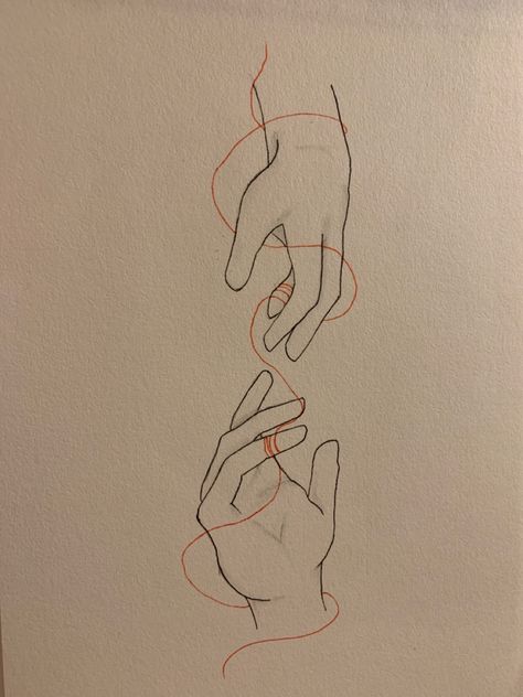 So happy with how this one turned out, even if i know there arent 5 fingers 🤫 Swing Drawing, Soulmates Art, Drawing Sculpture, String Of Fate, Sculpture Pottery, Easy Girl, Hand Art Kids, Basic Art, Red String Of Fate