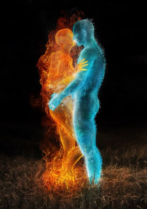 Twin Flame Separation, Soulmates Art, Twin Flames Signs, Twin Flame Art, Wonder Art, Fire And Water, Flame Art, Girl In Water, Wallpaper Earth