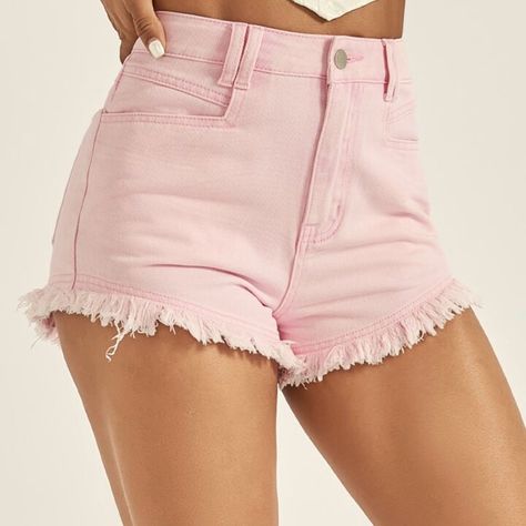 These Shorts Are Amazing Quality And So Cute For The Summer. These Shorts Are In Perfect Condition And Never Used. I Will Take The Best Offer. Pink Shorts Outfits, Preppy Shorts, Pink Denim Shorts, Casual Denim Shorts, Casual Preppy Outfits, Pink Denim, Cute Preppy Outfits, Denim Shorts Women, Shorts Jeans