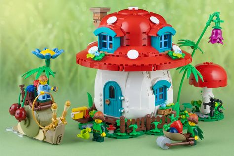 Lego Mushroom, Lego Fairy, Lego Zoo, Mushroom Home, Little Mushroom, Lego Activities, Lego Craft, Lego Creative, Lego Builder