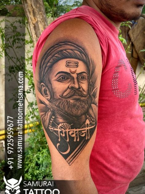 Shivaji Tattoo, Shivaji Maharaj Tattoo, Dragon Tattoo Realistic, Chicano Tattoos Sleeve, Tattoo Portrait, Skull Art Tattoo, Chakra Tattoo, Family Tattoo Designs, Band Tattoo Designs