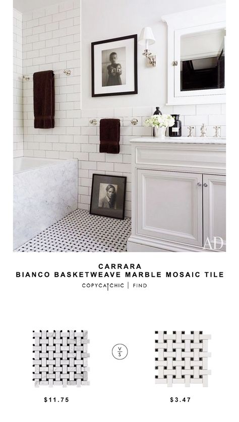 Basketweave Tile, Basket Weave Tile, Marble Bathroom Floor, White Marble Bathrooms, New Toilet, Bathroom Red, Ace Hotel, Marble Mosaic Tiles, Boys Bathroom