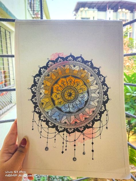 a colourful mind Mandala Art With Colourful Background, Mandala Art Simple Colourful, Watercolour Mandala Art, Mandala On Canvas Acrylics, Drawing Ideas Colourful, Mandala Drawing Colourful, Diwali Mandala, Aesthetic Mandala Art, Watercolour Mandala