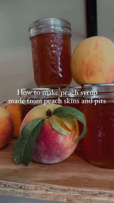 how to make peach syrup easy Peach Syrup Recipe, Peeling Peaches, Syrup For Pancakes, How To Peel Peaches, Peach Syrup, Water Bath Canning, Fruity Cocktails, Syrup Recipe, Skin Food