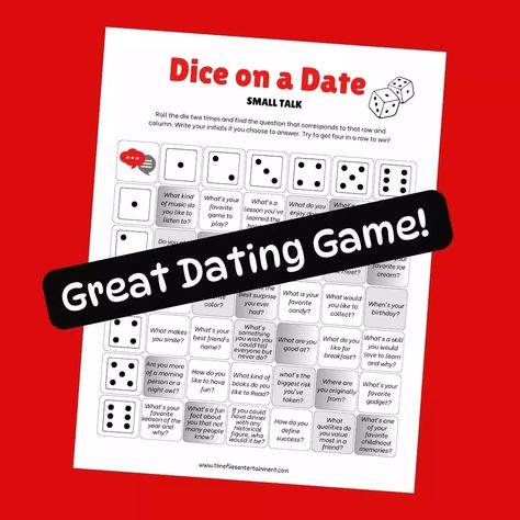 Party for Two? On Sale Now! Download this Great Conversation Game! Perfect for dating and getting to know you! Link in bio under Product Links. Comment "Dice" and we will send the link directly to you! This adorable game is the perfect way to break the ice and dive into meaningful chats. Here’s how it works: simply roll the dice, find the matching spot on the game card, and let the questions guide your conversation. It's a super fun and easy way to create small talk that leads to deep... Roll The Dice, Music Do, Dating Games, Small Talk, Game Card, Colorful Candy, Getting To Know You, The Ice, Getting To Know