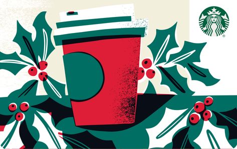 Starbucks Illustration, Electronics Illustration, Starbucks Wallpaper, Coffee Advertising, Its Christmas, Starbucks Card, Red Cup, Starbucks Gift Card, Starbucks Gift